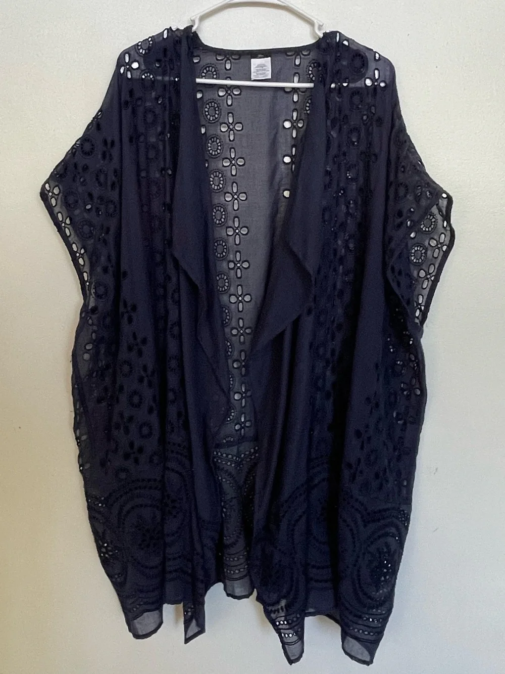 J. Crew Navy Eyelet Open-Front Kimono